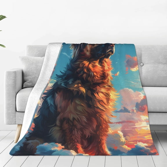 Rateoe Colorful Cloud Shepherd Dog Print Fuzzy Fleece Throw Blanket Extra Large,Super Soft,Fluffy and Warm Blankets for Couch,Bed,All Season Use (60"x50")