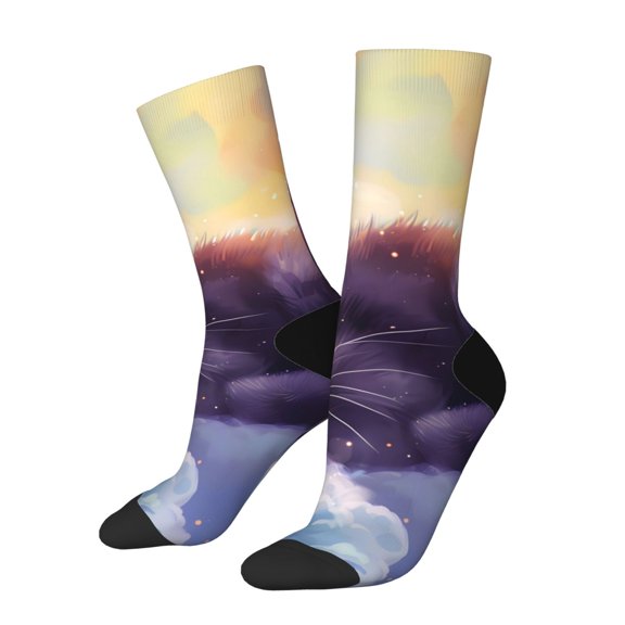 Rateoe Colorful Cloud Sleeping Cat for Women Casual Calf Socks - Cute Crew Socks - Thin Soft Above Ankle Socks Size 5-11