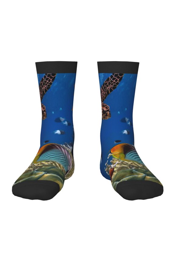 Colorful Coral Reef Pattern Children's Socks, Socks Gifts ,kids Crew Soft Cotton Socks , Moisture-Wicking, Durable, Ideal for Daily Wear & Sports