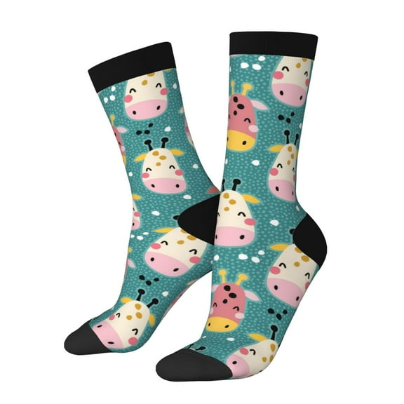 Rateoe Colorful Cow for Women Casual Calf Socks - Cute Crew Socks - Thin Soft Above Ankle Socks Size 5-11