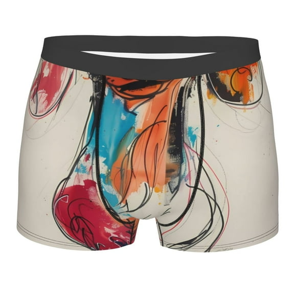 Rateoe Colorful Dachshund Art Mens Boxer Briefs Poly Spandex Performance Boxer Briefs Underwear Hem Boxer Briefs - Small