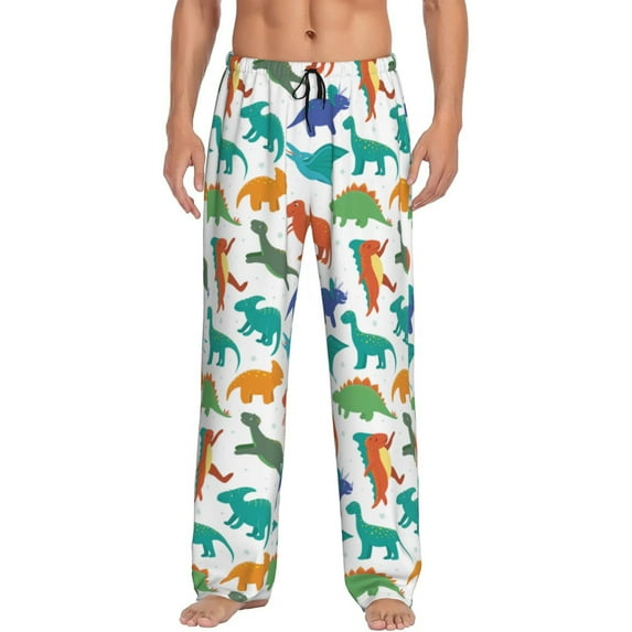 Rateoe Colorful Dinosaur Pattern Men’s Ultra-Soft Comfy Pajama Lounge Pants Sleepwear,Comfortable Lounge Wear,lightweight Pajamas, Casual Home Wear-Large