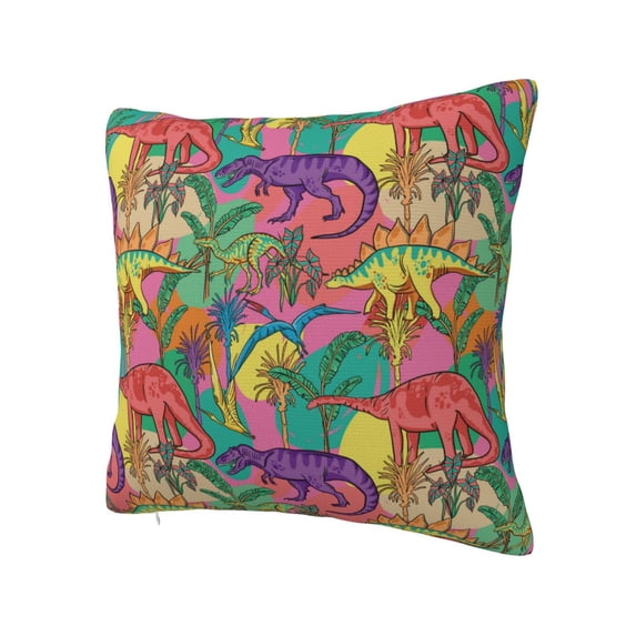 Rateoe Colorful Dinosaur Pattern Throw Pillow Cover Premium Pillow Stuffer Sham Square for Decorative Cushion Bed Couch Sofa(Pillow insert not included)