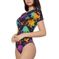 thumbnail image 1 of Rateoe Colorful Dinosaur Printed Women Rash Guard Short Sleeve,Tummy control Swimsuit Surfing Swimsuit Bathing Suit Short-sleeved Onesie UPF 50+, 1 of 6