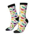 thumbnail image 1 of Rateoe Colorful Dinosaurs for Women Casual Calf Socks - Cute Crew Socks - Thin Soft Above Ankle Socks Size 5-11, 1 of 6