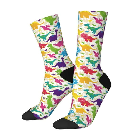 Rateoe Colorful Dinosaurs for Women Casual Calf Socks - Cute Crew Socks - Thin Soft Above Ankle Socks Size 5-11