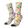thumbnail image 1 of Rateoe Colorful Dinosaurs for Women Casual Calf Socks - Cute Crew Socks - Thin Soft Above Ankle Socks Size 5-11, 1 of 6
