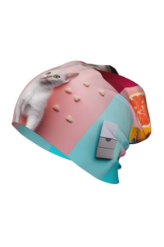 Colorful Dog Cat Collage Kids Beanie Warm Knit Beanie Hats Boys Girls Winter Hat Soft Slouchy Hats for Kids