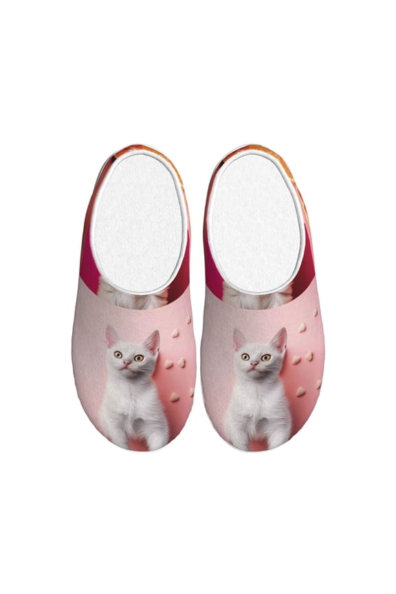 Colorful Dog Cat Collage Print Women's Men's Cotton Knit Slippers Lightweight Memory Foam Indoor House Shoes with Anti-Skid Sole-40/41