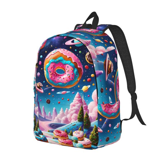 Rateoe Colorful Donut Pattern Durable Canvas Backpack for Men & Women – Stylish & Lightweight – Adjustable Straps, Multiple Pockets – Fits 15-17 Inch LaptopsMedium