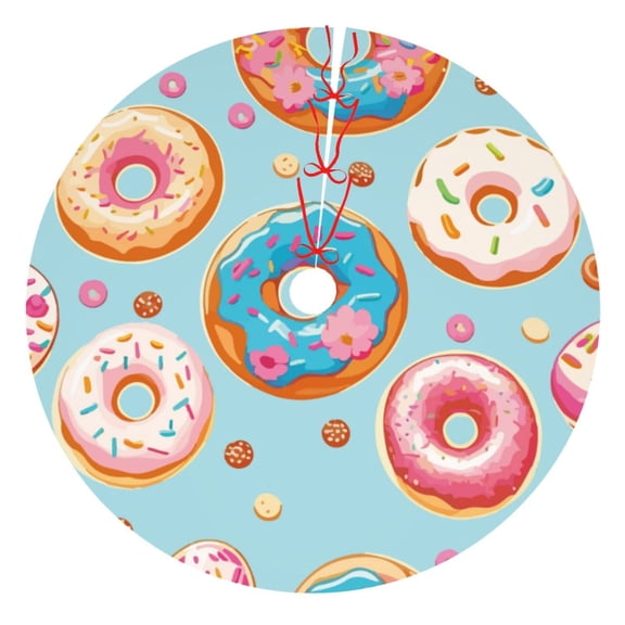 Rateoe Colorful Donut Print Christmas Tree Skirt 36" for Xmas Holiday New Year Party Circle Tree Mat Ornaments Decoration