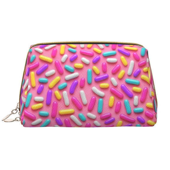 Rateoe Colorful Donuts 1 for Travel Makeup Bag,Large Capacity Cosmetic Bags for Women,Waterproof Portable Pouch Open Flat Toiletry Bag Make up Organizer