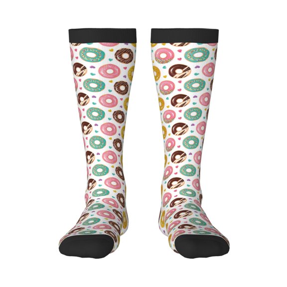 Rateoe Colorful Donuts Pattern Women’s Knee High Crew Socks,Trouser Socks Comfortable, Breathable, Moisture-Wicking and Soft