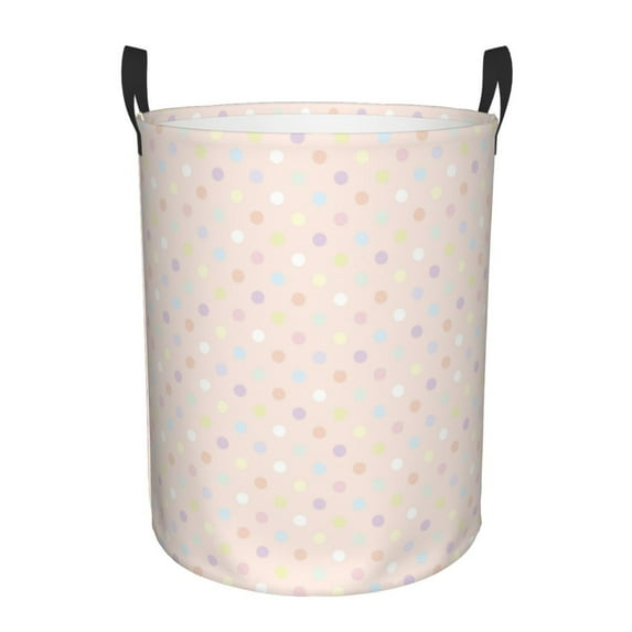 Rateoe Colorful Dots Pattern Round Laundry Hamper Basket, Tall Hamper Basket for Blanket Storage, Nursery Clothes Hamper for Laundry in Bedroom and College Dorm-Medium