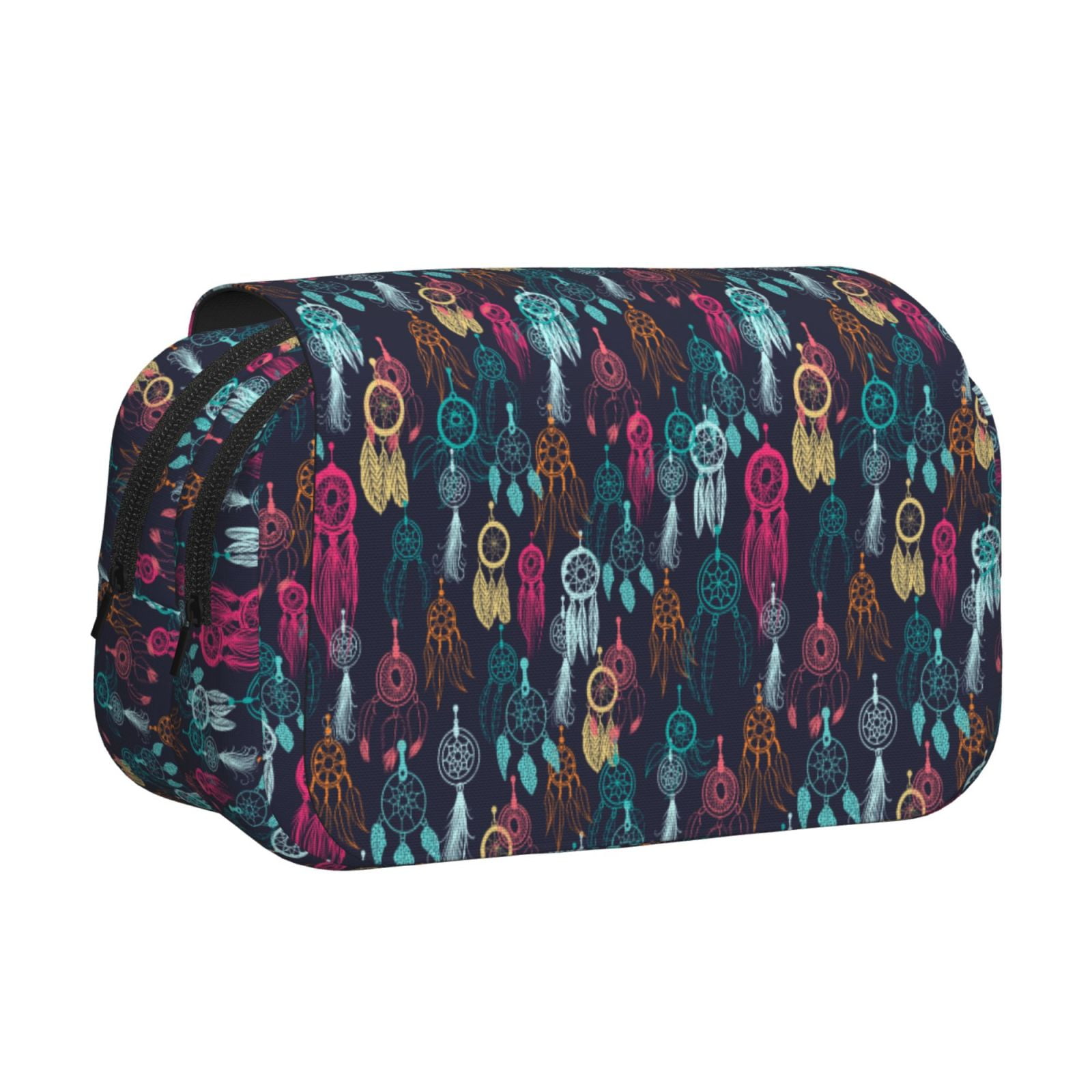 Rateoe Colorful Dreamcatcher1 Pattern Double Clamshell Pen Case, Storage Organizer with Two Zipper Compartments– Holds Up to 50 Pencils & Pens