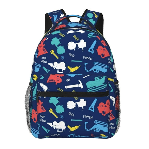 Rateoe Colorful Excavator Pattern Casual Backpack for School, Work, Travel – Adjustable Straps, Multiple Compartments – Ergonomic Design, Fits Laptops and Tablets