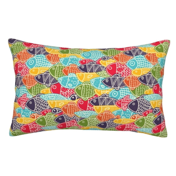 Rateoe Colorful Fish 2 Pattern Decorative Pillow Case,Throw Pillow Covers,Plush Pillow Cover,Soft Pillow Case,Velvet Pillow Case-14"x20"