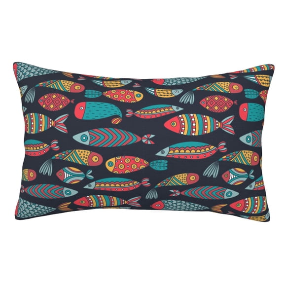 Rateoe Colorful Fish Pattern Decorative Pillow Case,Throw Pillow Covers,Plush Pillow Cover,Soft Pillow Case,Velvet Pillow Case-14"x20"