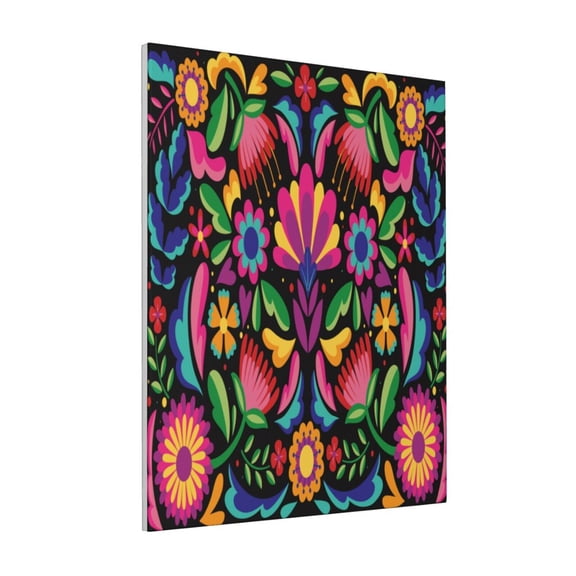 Rateoe Colorful Floral Embroidery Mexican Pattern Decorative Picture – Unique Modern Wall Art, Ready-to-Hang Canvas Print for Home (Vertical)