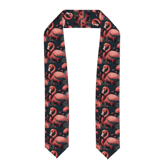 Rateoe Colorful Floral Flamingo Pattern Graduation Shawl Stole – Elegant Stole for Graduates ,Graduation Gown Accessory, Academic Stole-Flattened