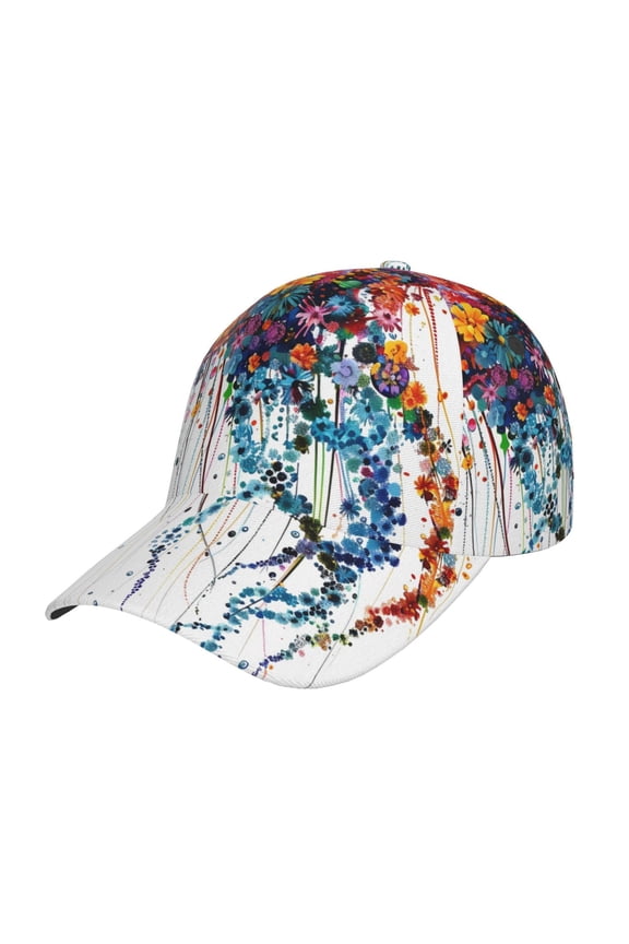 Colorful Floral Jellyfish Pattern Mens Baseball Cap Adjustable Curved Brim Hat, Soft Cotton Sports Cap for Outdoor, Casual, and Everyday Wear, Comfortable & Breathable