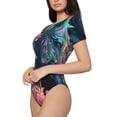 thumbnail image 1 of Rateoe Colorful Floral Patterned Horse Printed Women Rash Guard Short Sleeve,Tummy control Swimsuit Surfing Swimsuit Bathing Suit Short-sleeved Onesie UPF 50+, 1 of 6
