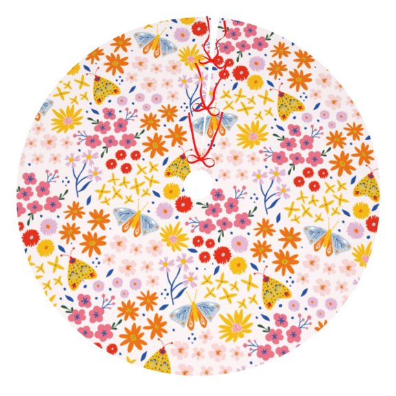 Rateoe Colorful Floral Print Christmas Tree Skirt 30" for Xmas Holiday New Year Party Circle Tree Mat Ornaments Decoration