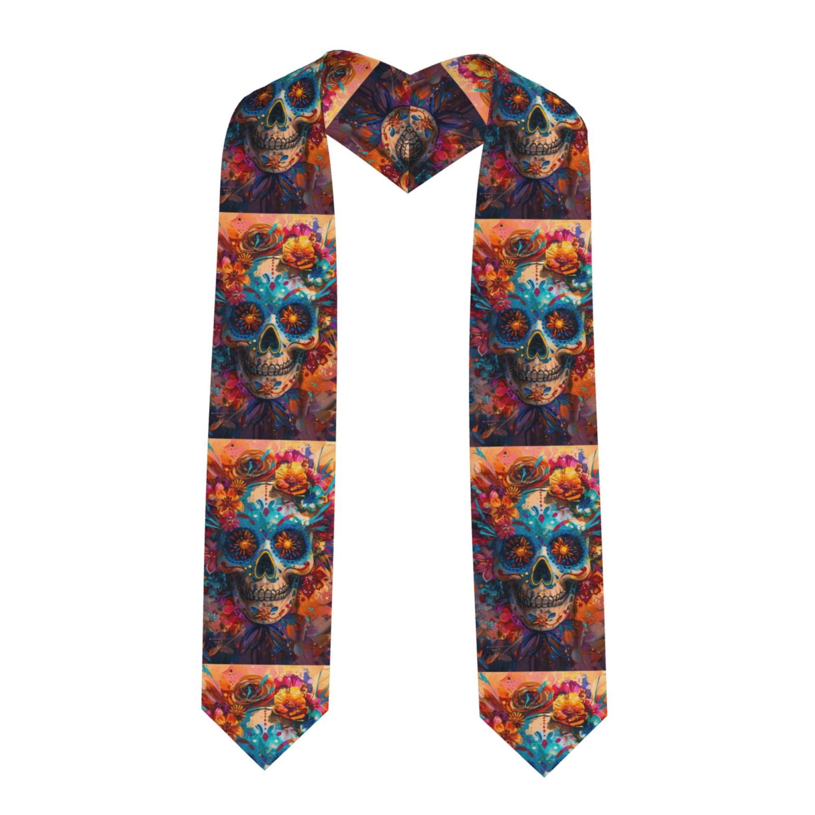 Rateoe Colorful Floral Skull A Pattern Graduation Shawl Stole – Elegant ...