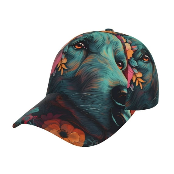 Rateoe Colorful Flower Dog A Pattern Baseball Cap Outdoor Cap Mountain Dad Hat - Unstructured Soft Cotton Cap-Adjustable UV Protection Cap