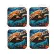 thumbnail image 1 of Rateoe Colorful Flower Sea Turtle Drawing Drink Coasters Set of 4 Leather Coasters Spill Protection for Table Desk,Durable and Non Slip Leather Coaster ,4 Inches Drink Mats-Square, 1 of 6