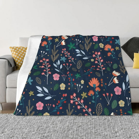Rateoe Colorful Flowers Pattern Flannel Throw Blanket, Ultra-soft Blanket for Bed, Couch, Car, Hypoallergenic Anti-pilling blanket-60"x50"(Horizontal)