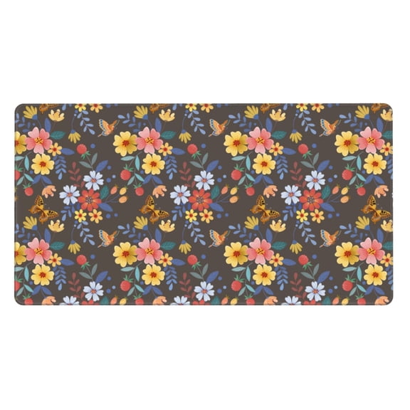 Rateoe Colorful Flowers with Butterfly Print Mouse Pad - Extended Large Gaming Mousepad,Non-Slip Stitched Edge,16x29.5 Inch