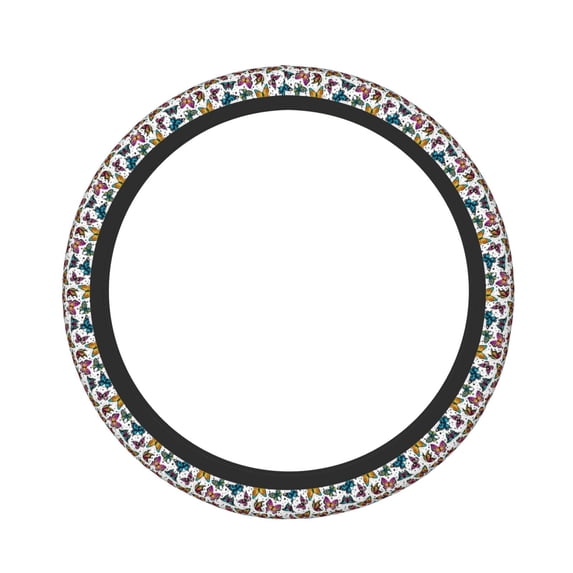 Rateoe Colorful Flying Butterflies Pattern Elastic Stretch Steering Wheel Cover, Universal 15 inch, Microfiber Breathable , Anti-Slip, Odorless, Easy Carry