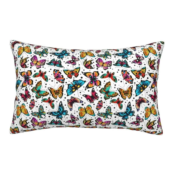 Rateoe Colorful Flying Butterflies Pattern Pillow Covers with Invisible Zipper(Pillows are not Included) Standard Pillowcases-14"x20"