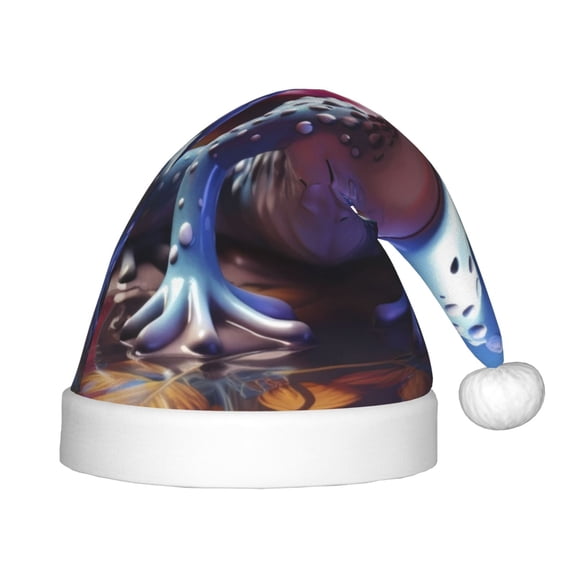 Rateoe Colorful Frog Among Flowers Santa Hat Confortable Christmas Hat for Christmas Party Favors Fit for Kids