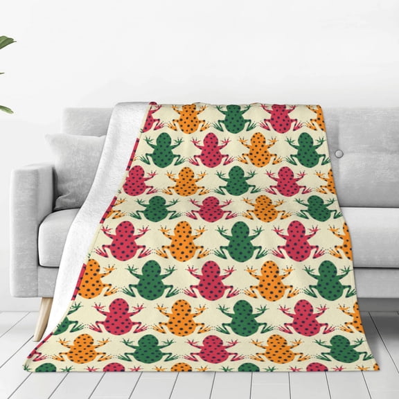 Rateoe Colorful Frogs Print Fuzzy Fleece Throw Blanket Extra Large,Super Soft,Fluffy and Warm Blankets for Couch,Bed,All Season Use (40"x30")
