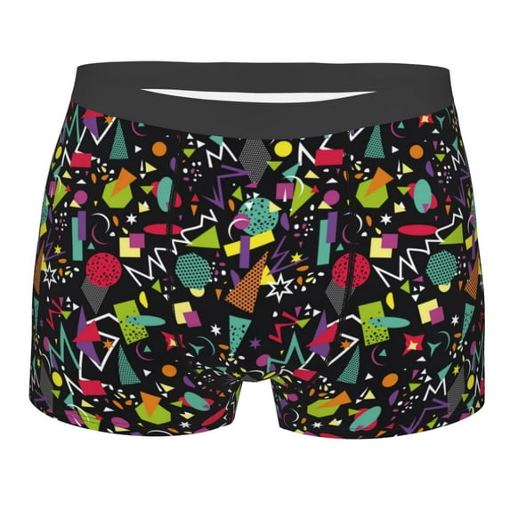 Rateoe Colorful Geometric Figures Mens Boxer Briefs Poly Spandex Performance Boxer Briefs Underwear Hem Boxer Briefs - X-Large