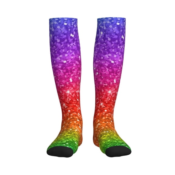 Rateoe Colorful Glitter Compression Socks for Women and Men 20-30mmHg-Circulation Support Socks Knee High Nurse Pregnant Running Medical and Travel Athletic
