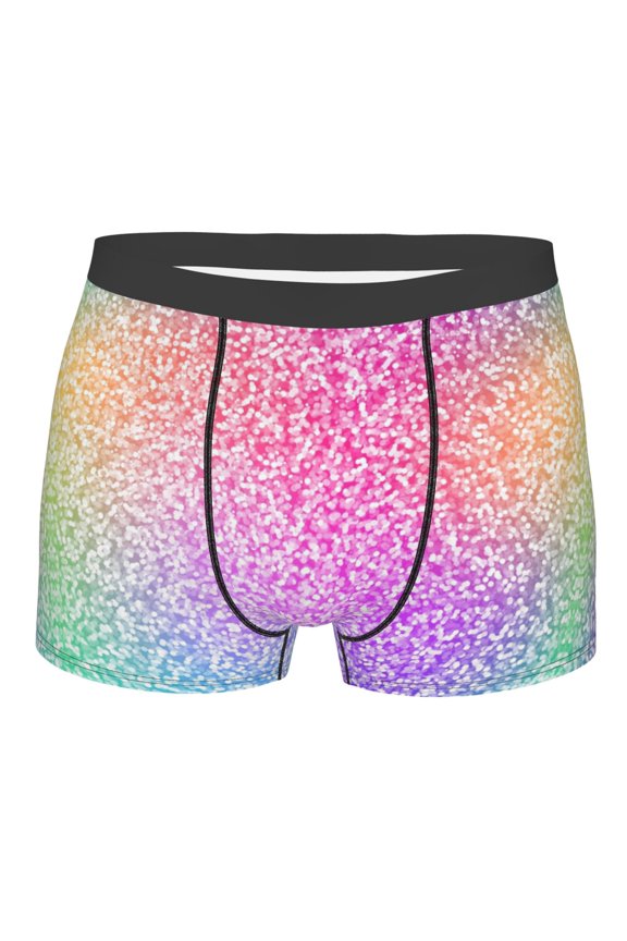 Colorful Glitters Mens Boxer Briefs Poly Spandex Performance Boxer Briefs Underwear Hem Boxer Briefs - Large