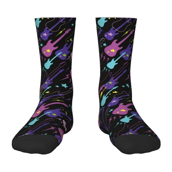 Rateoe Colorful Guitar Pattern Children's Socks, Socks Gifts ,kids Crew Soft Cotton Socks , Moisture-Wicking, Durable, Ideal for Daily Wear & Sports