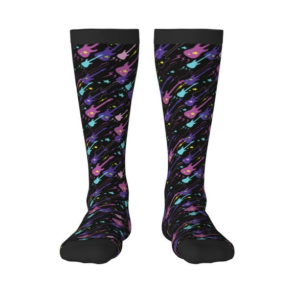 Rateoe Colorful Guitar Pattern Women’s Knee High Crew Socks,Trouser Socks Comfortable, Breathable, Moisture-Wicking and Soft