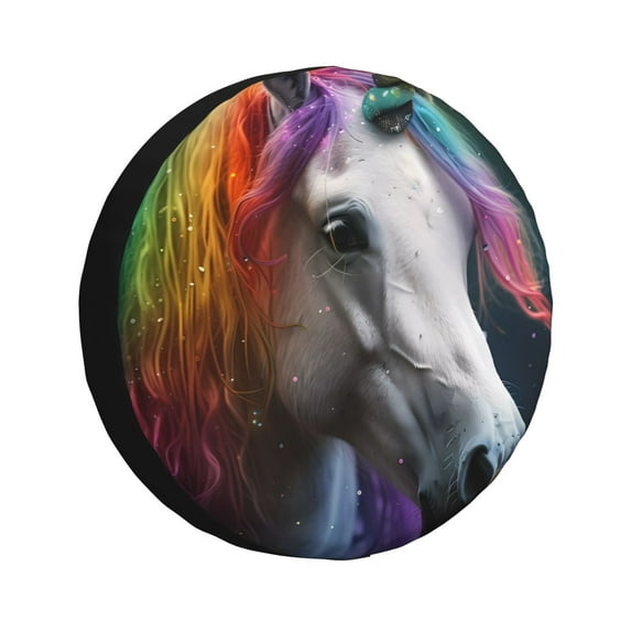 Rateoe Colorful Haired White Horse Pattern Tire Cover Wheel Protectors Weatherproof Wheel Covers Universal Fit for Trailer Rv SUV Truck Camper Travel Trailers Accessories-17 inch