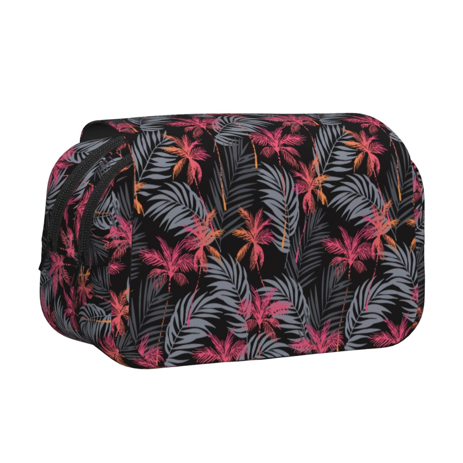 Rateoe Colorful Hawaii Palms Pattern Double Clamshell Pen Case, Storage Organizer with Two Zipper Compartments– Holds Up to 50 Pencils & Pens