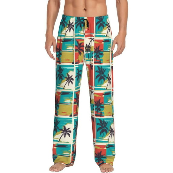 Rateoe Colorful Hawaii Palms Pattern Men’s Ultra-Soft Comfy Pajama Lounge Pants Sleepwear,Comfortable Lounge Wear,lightweight Pajamas, Casual Home Wear-X-Large