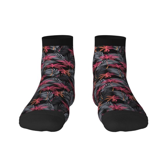 Rateoe Colorful Hawaii Palms Pattern Quarter Crew Socks,Toe Seamed Ankle Socks,Cotton Cushioned Breathable Athletic Crew Sports Socks