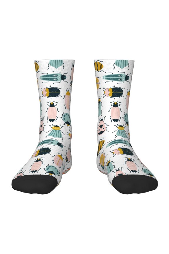Colorful Insects Pattern Children's Socks, Socks Gifts ,kids Crew Soft Cotton Socks , Moisture-Wicking, Durable, Ideal for Daily Wear & Sports