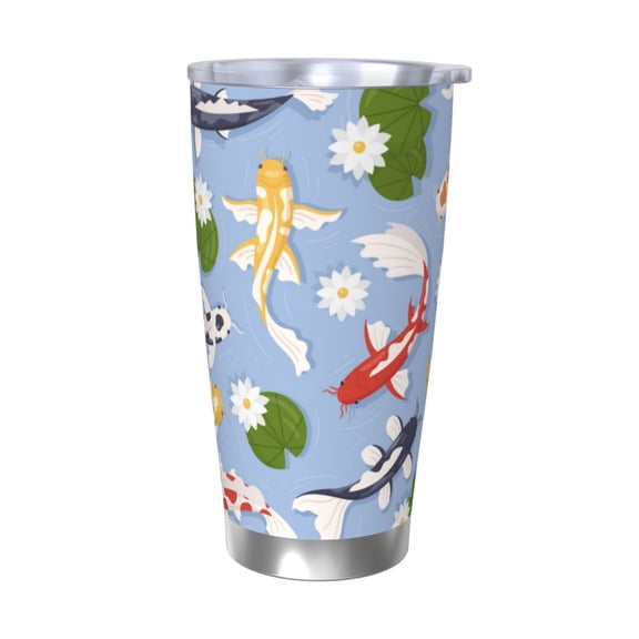 Rateoe Colorful Koi Fish Printed Car Guy Gifts for Men Women Tumbler - 20oz/590ml Double Wall Vacuum Insulated Stainless Steel Travel Tumbler Cups with Lid & Straw-Without Straw