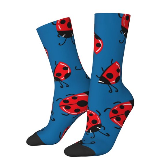 Rateoe Colorful Ladybird for Women Casual Calf Socks - Cute Crew Socks - Thin Soft Above Ankle Socks Size 5-11