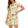 thumbnail image 1 of Rateoe Colorful Lemons Print Women’s Nightdress – Cozy Cotton Short-sleeved Sleep Shirt, Loose-Fit Sleepwear, Perfect for Relaxing and Sleeping, 1 of 6