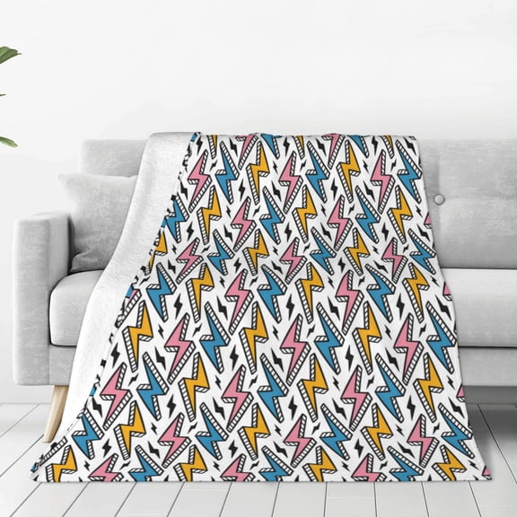 Rateoe Colorful Lightning Bolts Print Fuzzy Fleece Throw Blanket Extra Large,Super Soft,Fluffy and Warm Blankets for Couch,Bed,All Season Use-40"x30"